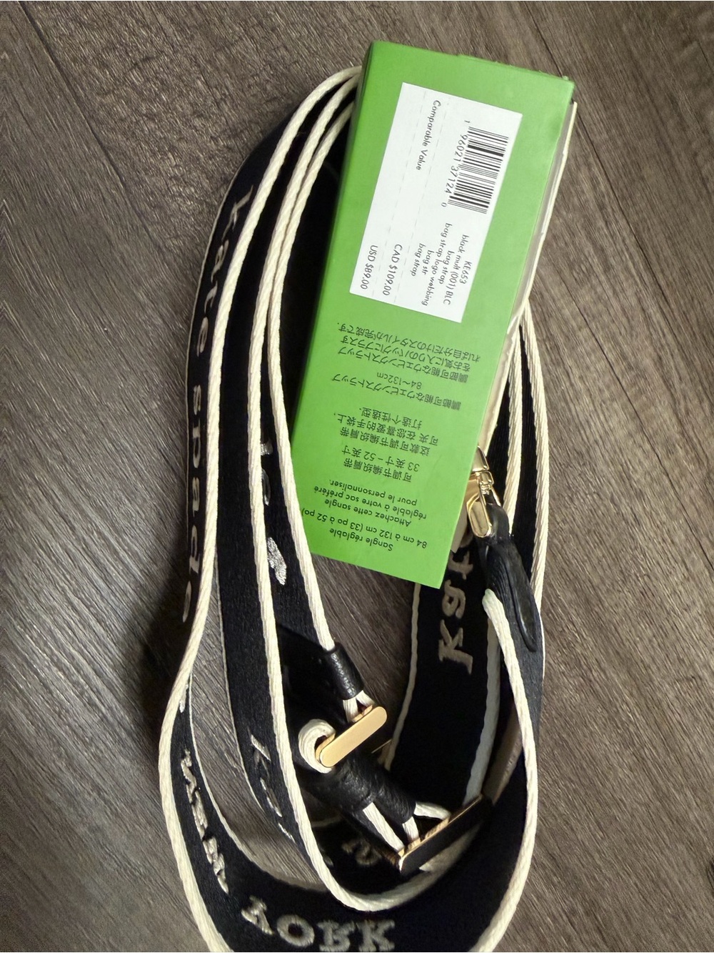 kate spade Black and Cream Webbing Laptop Bag Strap - Picture 4 of 7